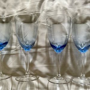 Set of 4 Blue Tinted Wine Glasses